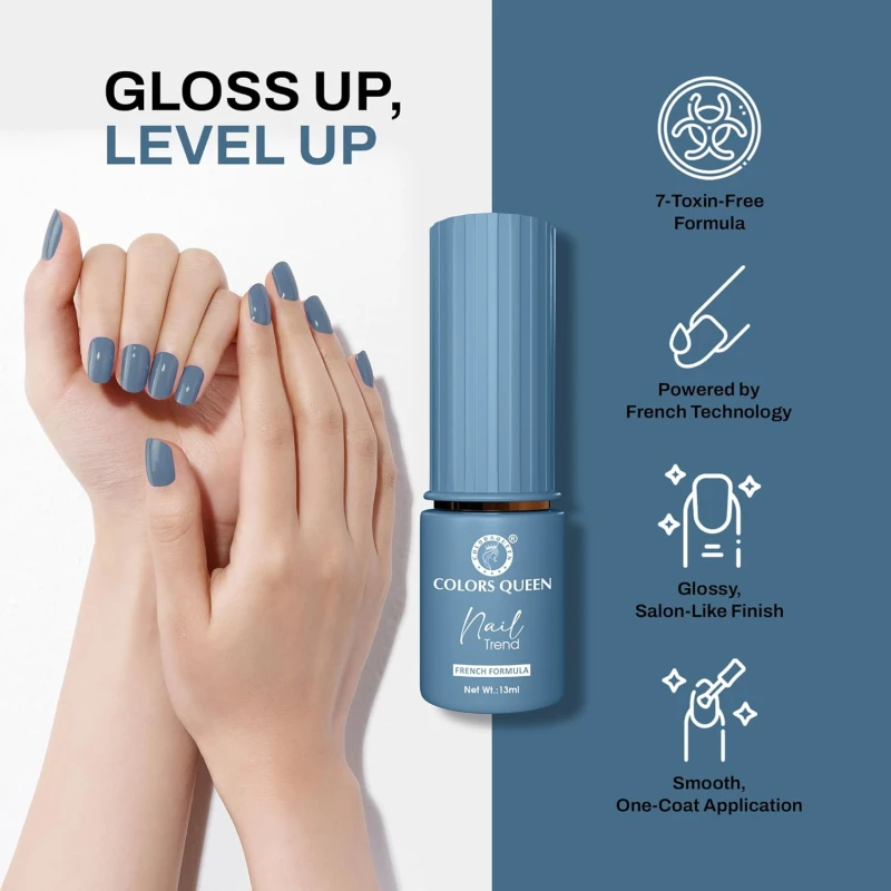 Colors Queen Nail Trend Glossy Nail Polish | Chip Resisting & Quick Drying Nail Paint with High Shine | 7 Toxin Free Formula | Vegan & Cruelty Free | Long Lasting & Vibrant Nail Paint for Women (Dark Winter, 13ml) thumbnail 3